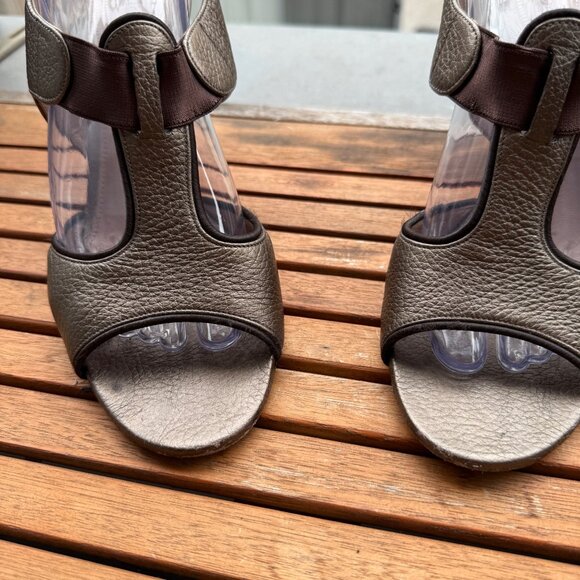 Chloé Brown Leather Peep-Toe Heeled Sandals Size 41 - Picture 2 of 9